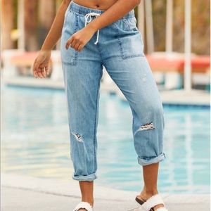 aerie chambray distressed pant